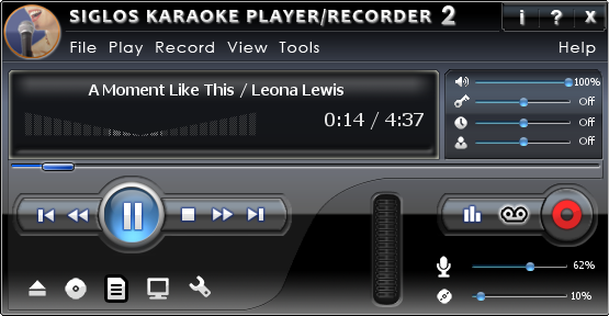 Siglos Karaoke Player/Recorder Screen